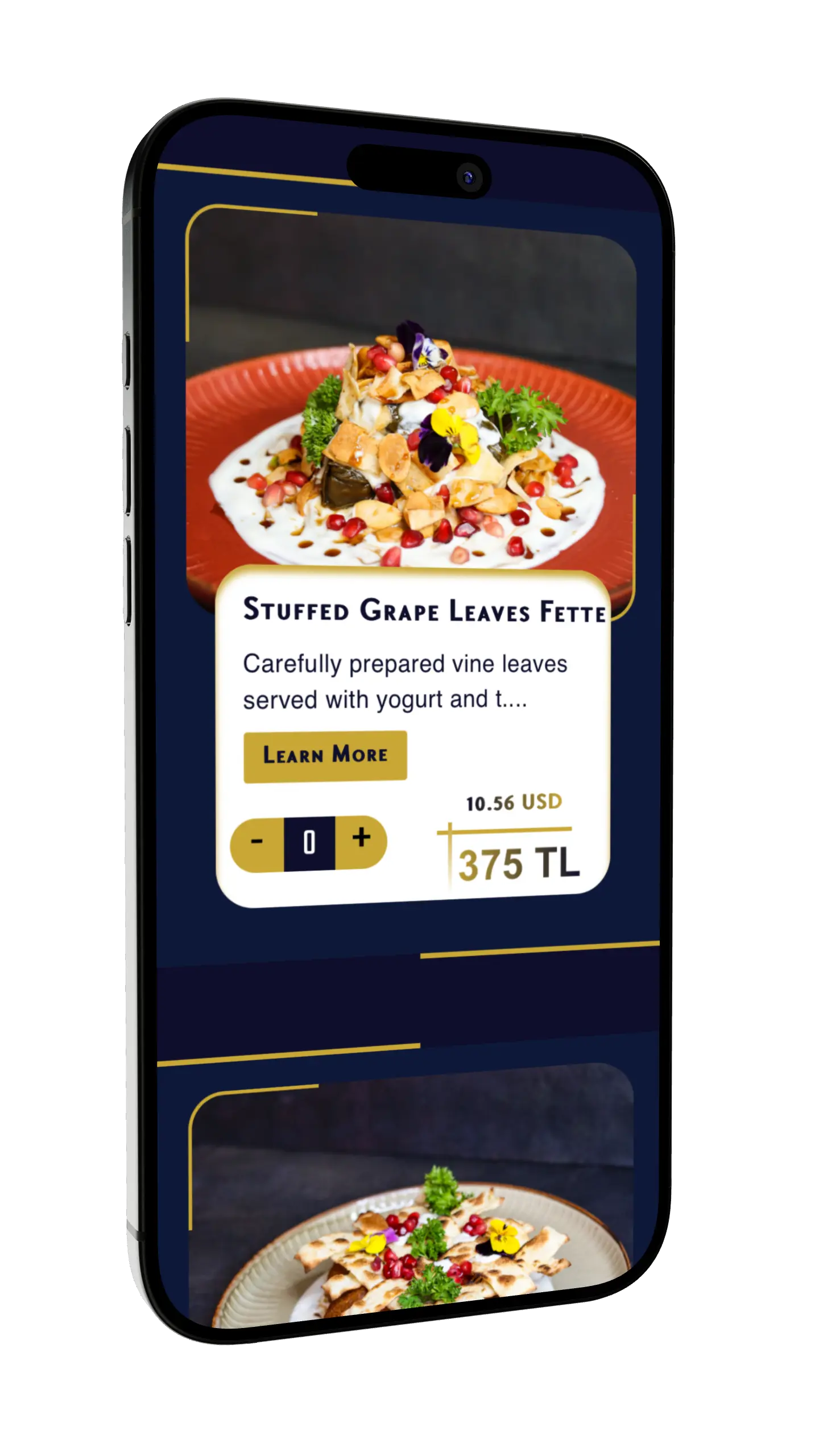 User Interface of AP Solutions Digital Menu System
